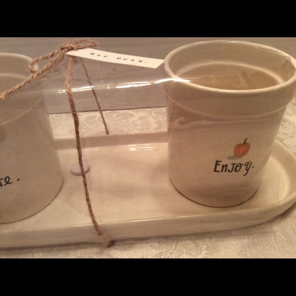 Rae Dunn 2 fall planters with stand - Picture 5 of 5